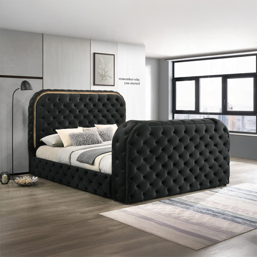 Queen Bed with LED Fireplace and TV Stand