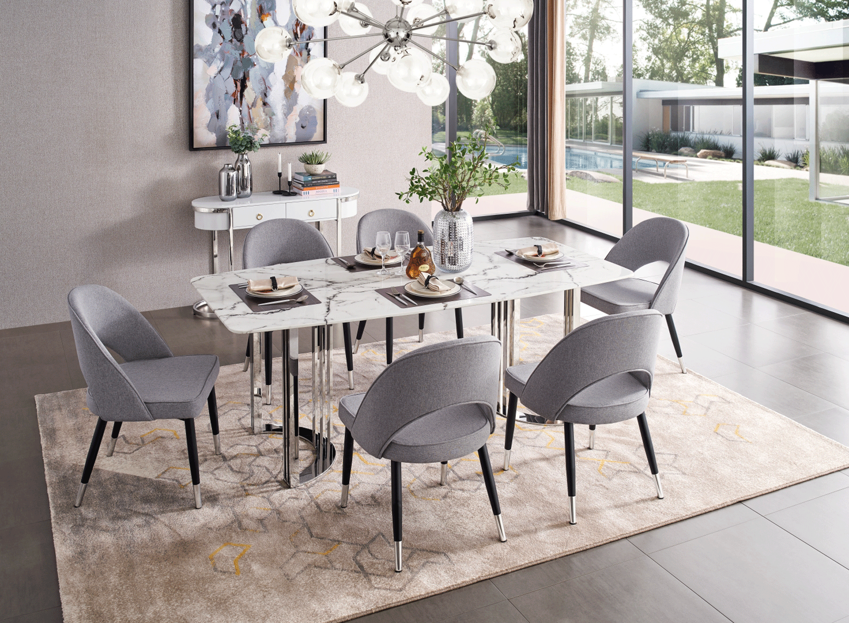 Silver Dining Table