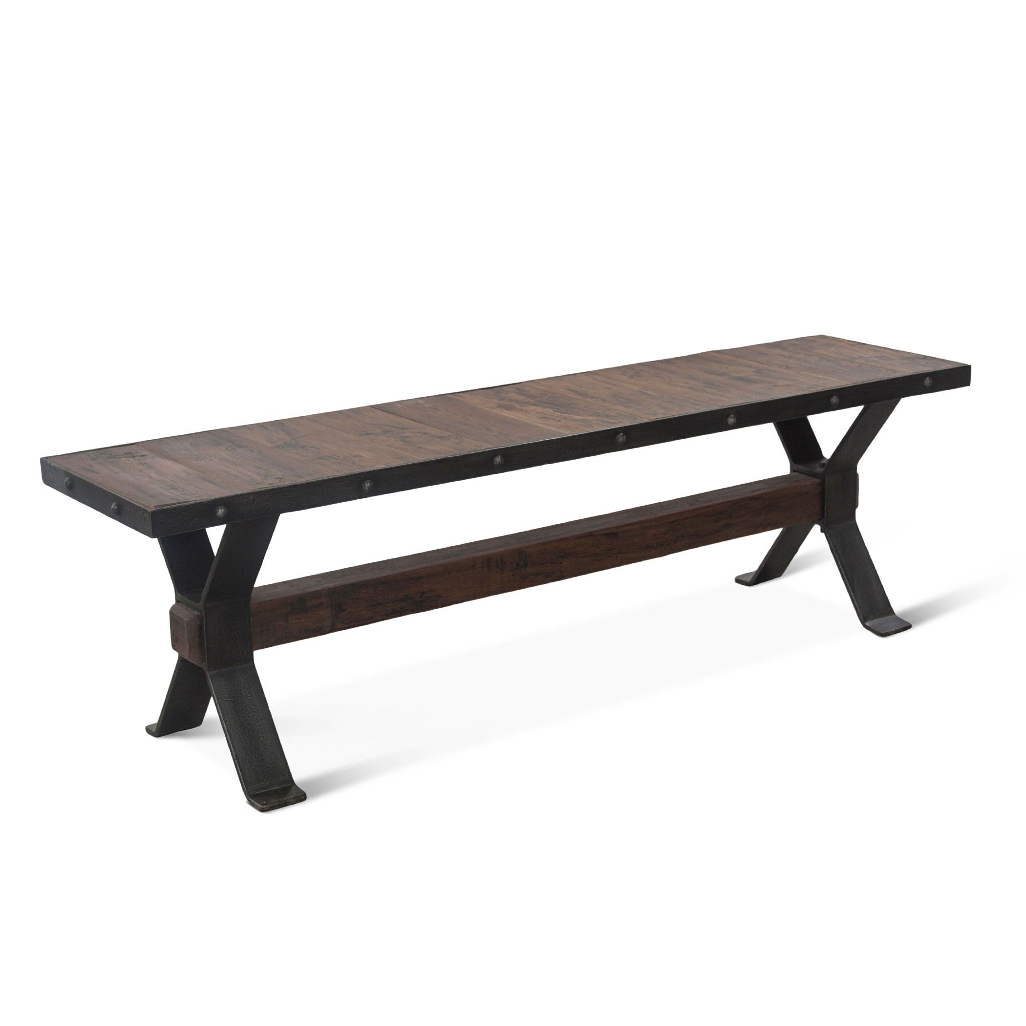 Paxton Iron Bench with Wooden Top