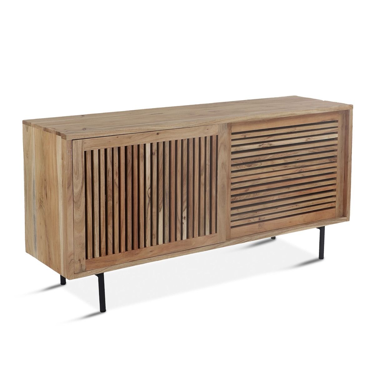 Stockholm Natural Acacia Wood Sliding Door Cabinet