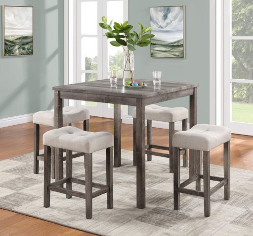 Table Set with Tufted Linen Stools