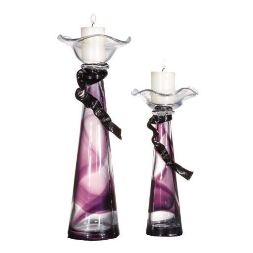 Violet Glass Candleholder