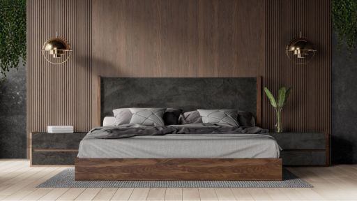 Easter King Wood and Concrete Bed Frame